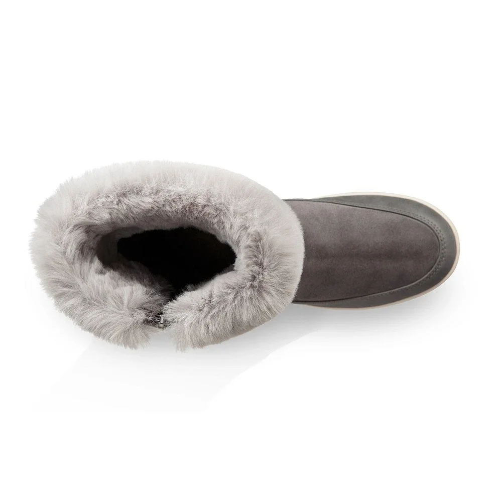 Koolaburra By UGG Women's Grey Suede Leather Tynlee Boots Faux Fur Waterproof 7